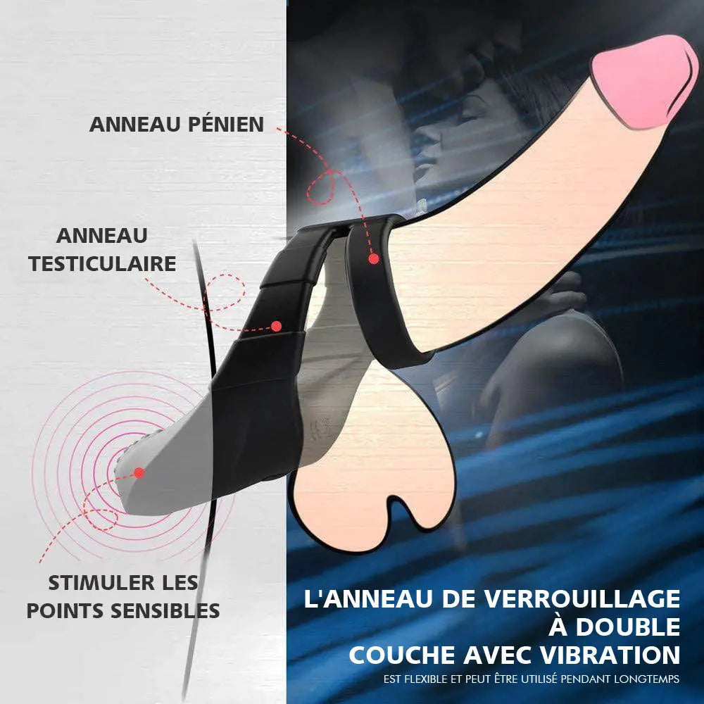 Double Anneau de pénis 10 stimulation de points sensibles aux vibrations Acmejoy